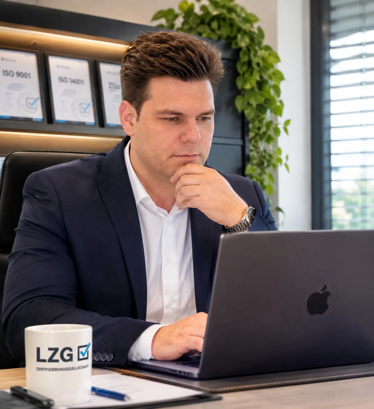 Kevin Ruppertz, Geschäftsführer der LZGmbH, am Arbeitsplatz